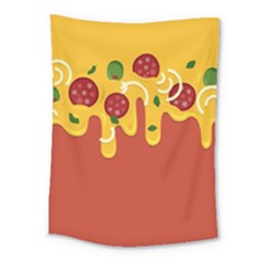 Pizza Topping Funny Modern Yellow Melting Cheese And Pepperonis Medium Tapestry by genx