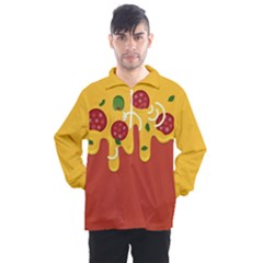Pizza Topping Funny Modern Yellow Melting Cheese And Pepperonis Men s Half Zip Pullover by genx