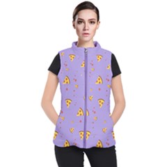 Pizza Pattern Violet Pepperoni Cheese Funny Slices Women s Puffer Vest by genx