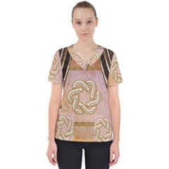 Decorative Celtic Knot Women s V-neck Scrub Top by FantasyWorld7