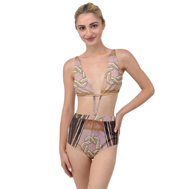 Decorative Celtic Knot Tied Up Two Piece Swimsuit