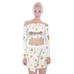 Pizza Pattern Pepperoni Cheese Funny Slices Off Shoulder Top With Mini Skirt Set by genx