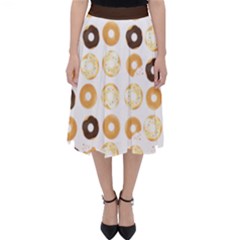 Donuts Pattern With Bites Bright Pastel Blue And Brown Cropped Sweatshirt Classic Midi Skirt by genx