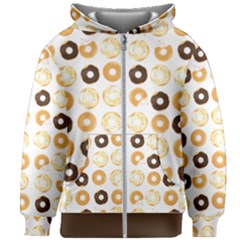 Donuts Pattern With Bites Bright Pastel Blue And Brown Cropped Sweatshirt Kids  Zipper Hoodie Without Drawstring by genx