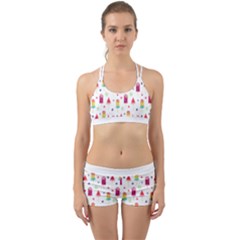 Popsicle Juice Watercolor With Fruit Berries And Cherries Summer Pattern Back Web Gym Set by genx