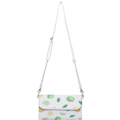 Lemon And Limes Yellow Green Watercolor Fruits With Citrus Leaves Pattern Mini Crossbody Handbag by genx