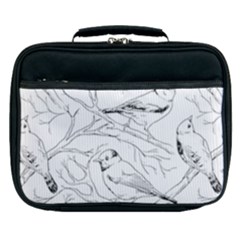 Birds Hand Drawn Outline Black And White Vintage Ink Lunch Bag by genx