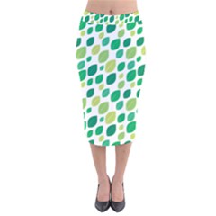 Leaves Green Modern Pattern Naive Retro Leaf Organic Velvet Midi Pencil Skirt by genx