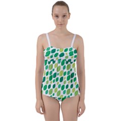 Leaves Green Modern Pattern Naive Retro Leaf Organic Twist Front Tankini Set by genx