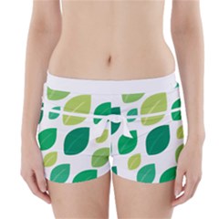 Leaves Green Modern Pattern Naive Retro Leaf Organic Boyleg Bikini Wrap Bottoms by genx
