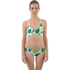 Leaves Green Modern Pattern Naive Retro Leaf Organic Wrap Around Bikini Set by genx