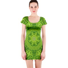 Spring Flower Joy Short Sleeve Bodycon Dress by pepitasart