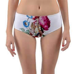 Les Fleurs Artificielles - Vintage Design Reversible Mid-waist Bikini Bottoms by WensdaiAmbrose