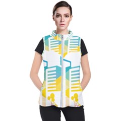 Silhouette Cityscape Building Icon Color City Women s Puffer Vest by Sudhe