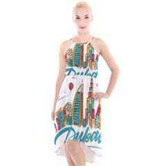 Burj Khalifa Skyline Clip Art Drawing Comic World High-low Halter Chiffon Dress  by Sudhe