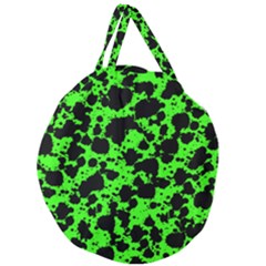 Black And Green Leopard Style Paint Splash Funny Pattern Giant Round Zipper Tote by yoursparklingshop