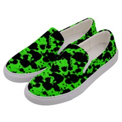 Black And Green Leopard Style Paint Splash Funny Pattern Men s Canvas Slip Ons by yoursparklingshop