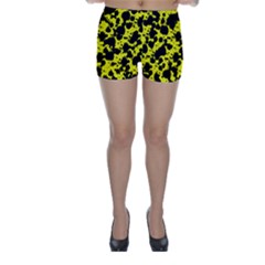 Black And Yellow Leopard Style Paint Splash Funny Pattern  Skinny Shorts by yoursparklingshop
