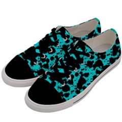 Bright Turquoise And Black Leopard Style Paint Splash Funny Pattern Men s Low Top Canvas Sneakers by yoursparklingshop