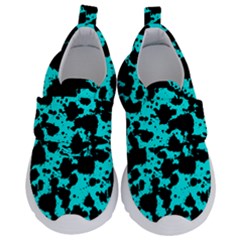 Bright Turquoise And Black Leopard Style Paint Splash Funny Pattern Kids  Velcro No Lace Shoes by yoursparklingshop