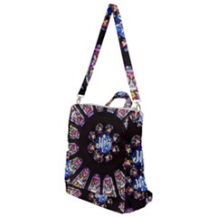 Rosette Stained Glass Window Church Crossbody Backpack by Pakrebo