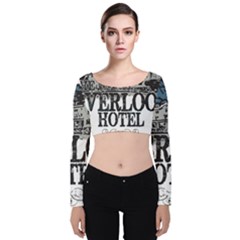 The Overlook Hotel Merch Velvet Long Sleeve Crop Top by milliahood