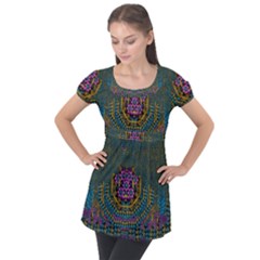 The  Only Way To Freedom And Dignity Ornate Puff Sleeve Tunic Top by pepitasart