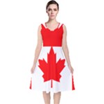 Flag of Canada, 1964 V-Neck Midi Sleeveless Dress 
