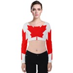 Flag of Canada, 1964 Velvet Long Sleeve Crop Top