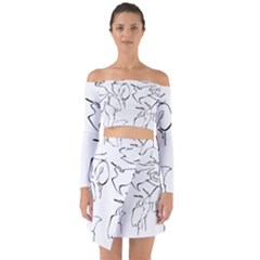Katsushika Hokusai, Egrets From Quick Lessons In Simplified Drawing Off Shoulder Top With Skirt Set by Valentinaart