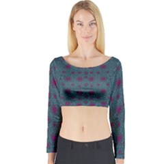 Lovely Ornate Hearts Of Love Long Sleeve Crop Top by pepitasart