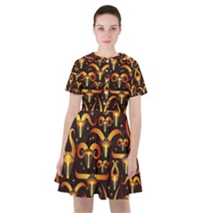 Stylised Horns Black Pattern Sailor Dress by HermanTelo