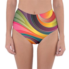 Abstract Colorful Background Wavy Reversible High-waist Bikini Bottoms by HermanTelo