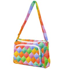 Background Colorful Geometric Triangle Rainbow Front Pocket Crossbody Bag by HermanTelo