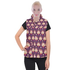 Background Floral Pattern Purple Women s Button Up Vest by HermanTelo