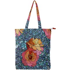 Stained Glass Roses Double Zip Up Tote Bag by WensdaiAmbrose