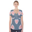 Hearts Love Blue Pink Green Short Sleeve Front Detail Top View1