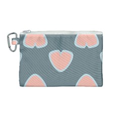 Hearts Love Blue Pink Green Canvas Cosmetic Bag (medium) by HermanTelo