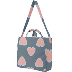 Hearts Love Blue Pink Green Square Shoulder Tote Bag