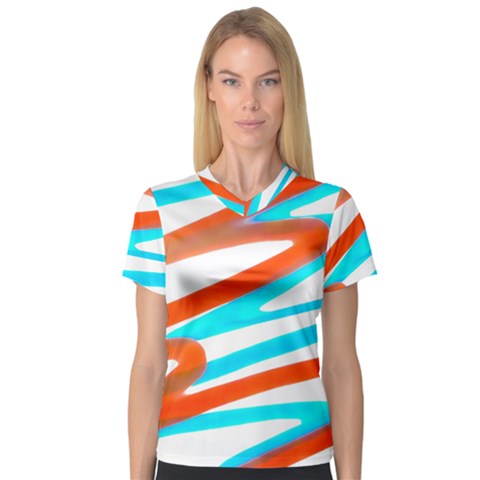 Abstract Colors Print Design V-neck Sport Mesh Tee by dflcprintsclothing