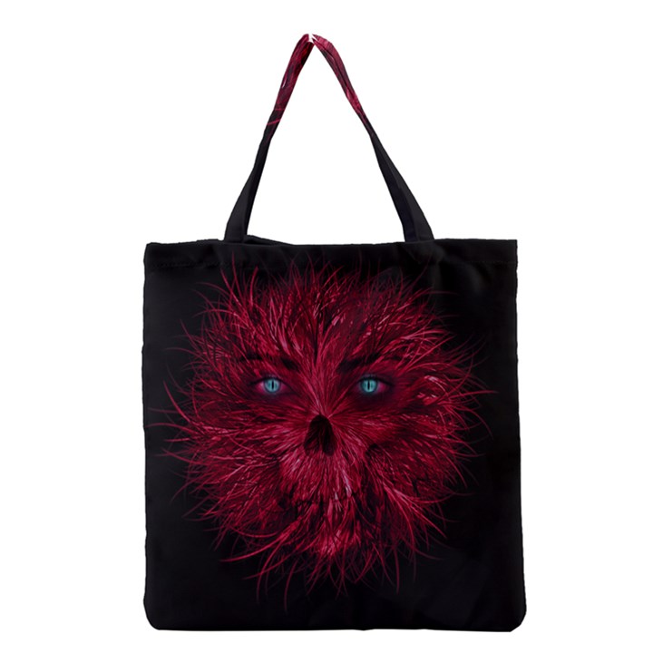 Monster Red Eyes Aggressive Fangs Ghost Grocery Tote Bag