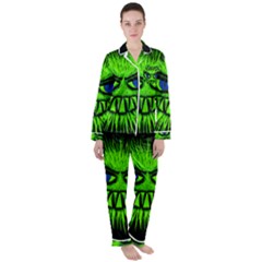 Monster Green Evil Common Satin Long Sleeve Pyjamas Set by HermanTelo