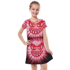 Monster Red Eyes Aggressive Fangs Kids  Cross Web Dress by HermanTelo