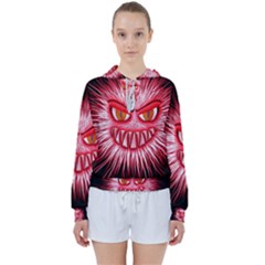 Monster Red Eyes Aggressive Fangs Women s Tie Up Sweat by HermanTelo