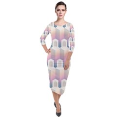 Seamless Pattern Background Entrance Quarter Sleeve Midi Velour Bodycon Dress by HermanTelo