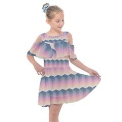 Seamless Pattern Background Block Pink Kids  Shoulder Cutout Chiffon Dress by HermanTelo