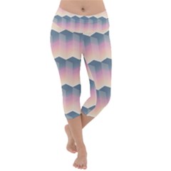 Seamless Pattern Background Block Pink Lightweight Velour Capri Yoga Leggings by HermanTelo