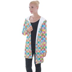 Seamless Pattern Background Abstract Rainbow Longline Hooded Cardigan by HermanTelo