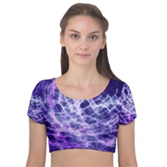 Abstract Background Space Velvet Short Sleeve Crop Top  by HermanTelo