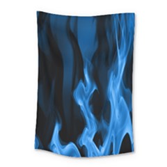 Smoke Flame Abstract Blue Small Tapestry by HermanTelo